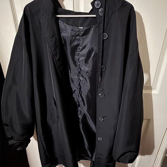 Women's Black Hooded Rain Jacket - Picture 1 of 4